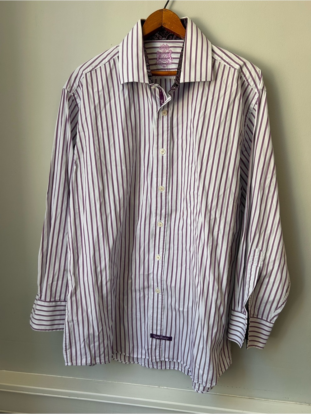 ENGLISH LAUNDRY FLIP CUFF Mens Button Up Long Sleeve Dress Shirt sz 16 1/2 32/33